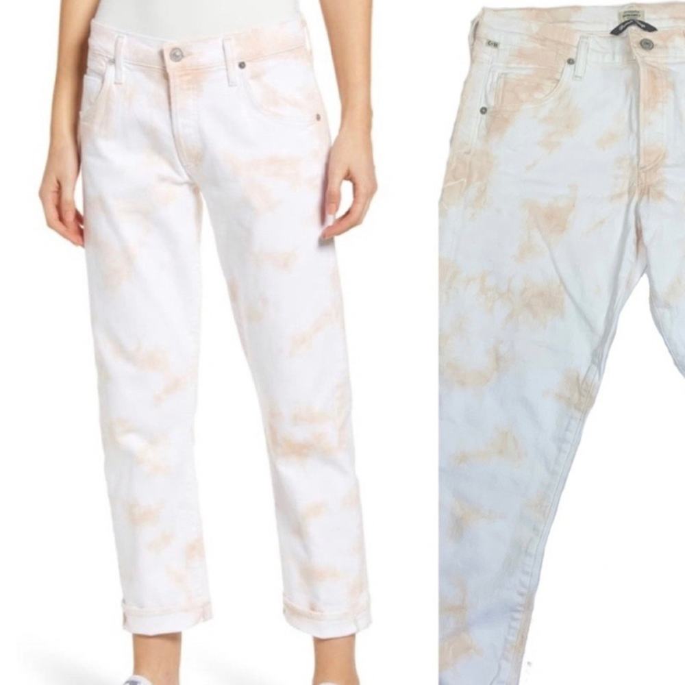 NWT Citizens of Humanity white+peach tie-dye pants